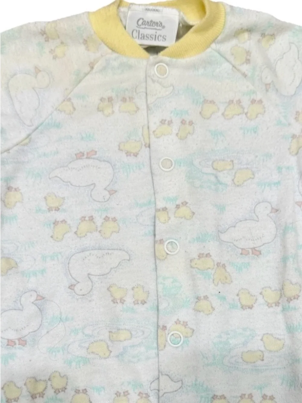 Vintage Carter’s Baby Footed Sleeper Duck Pajamas Unisex Yellow Goose